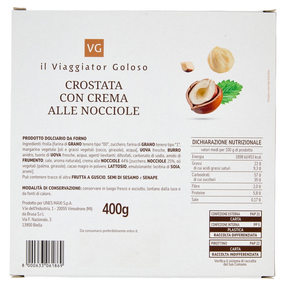 Crostata con Crema alle Nocciole il Viaggiator Goloso